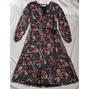 Loft Dress Paisley Animal Floral Multicolor Peasant Boho Women's Size M
